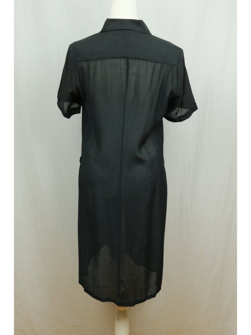 Antoine Lili Paris Shift Dress Black Size 2 Minimalist Workwear Button-Up - Picture 4 of 6
